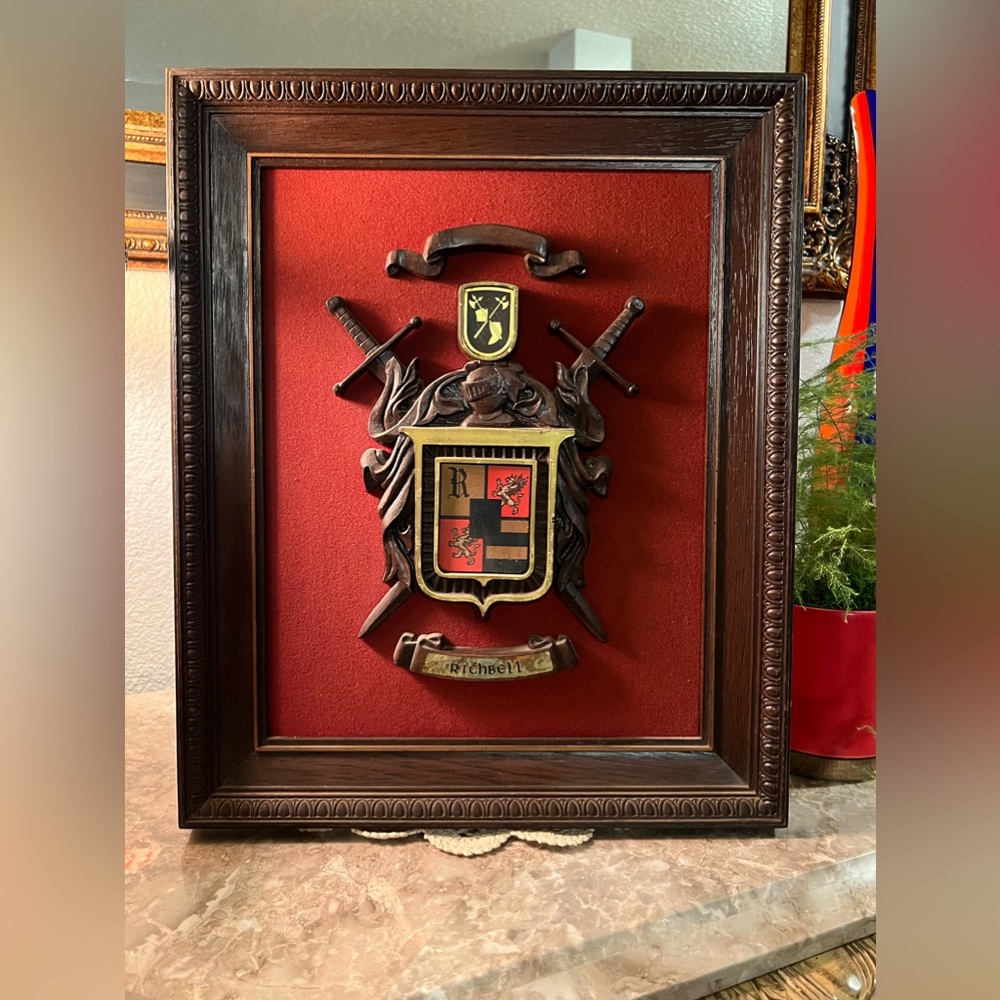 Vintage Halbert’s Coat Of Arms Royal Crest Shield Sword Wall Decor RICHBELL 70s